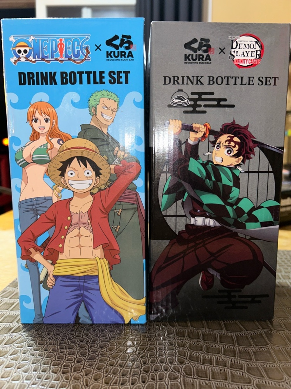 Kura Sushi Collab, One Piece, & Demon Slayer Drinking Bottle Set Brand New!